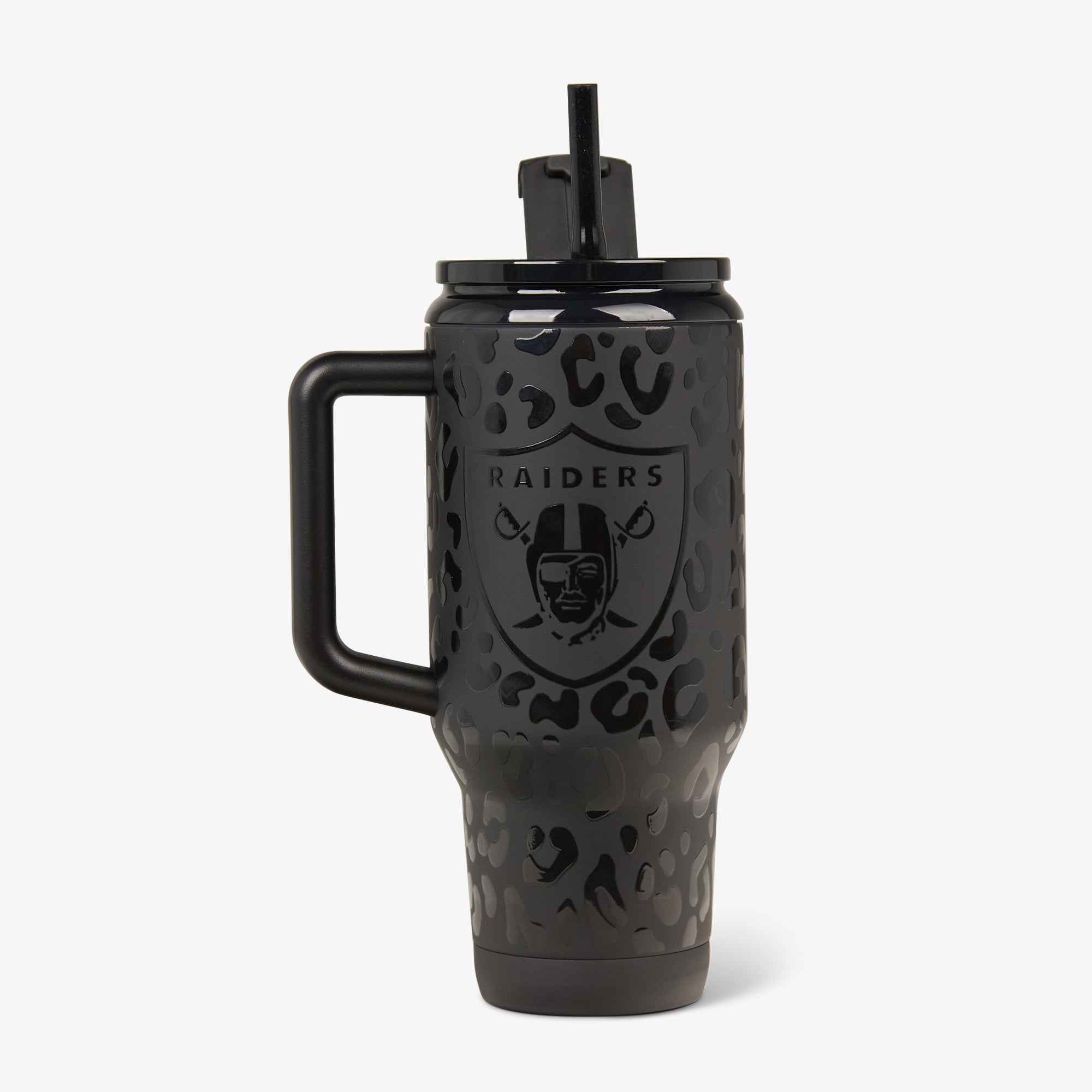 NFL 32 Oz Leopard Flip ‘n’ Sip Travel Mug A7 - Raiders - Product View