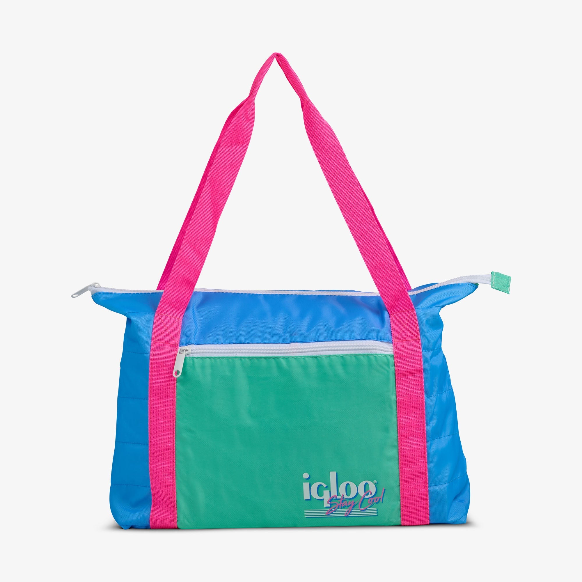 Retro Packable Puffer 20-Can Cooler Bag Q0 - Carolina Blue - Front View