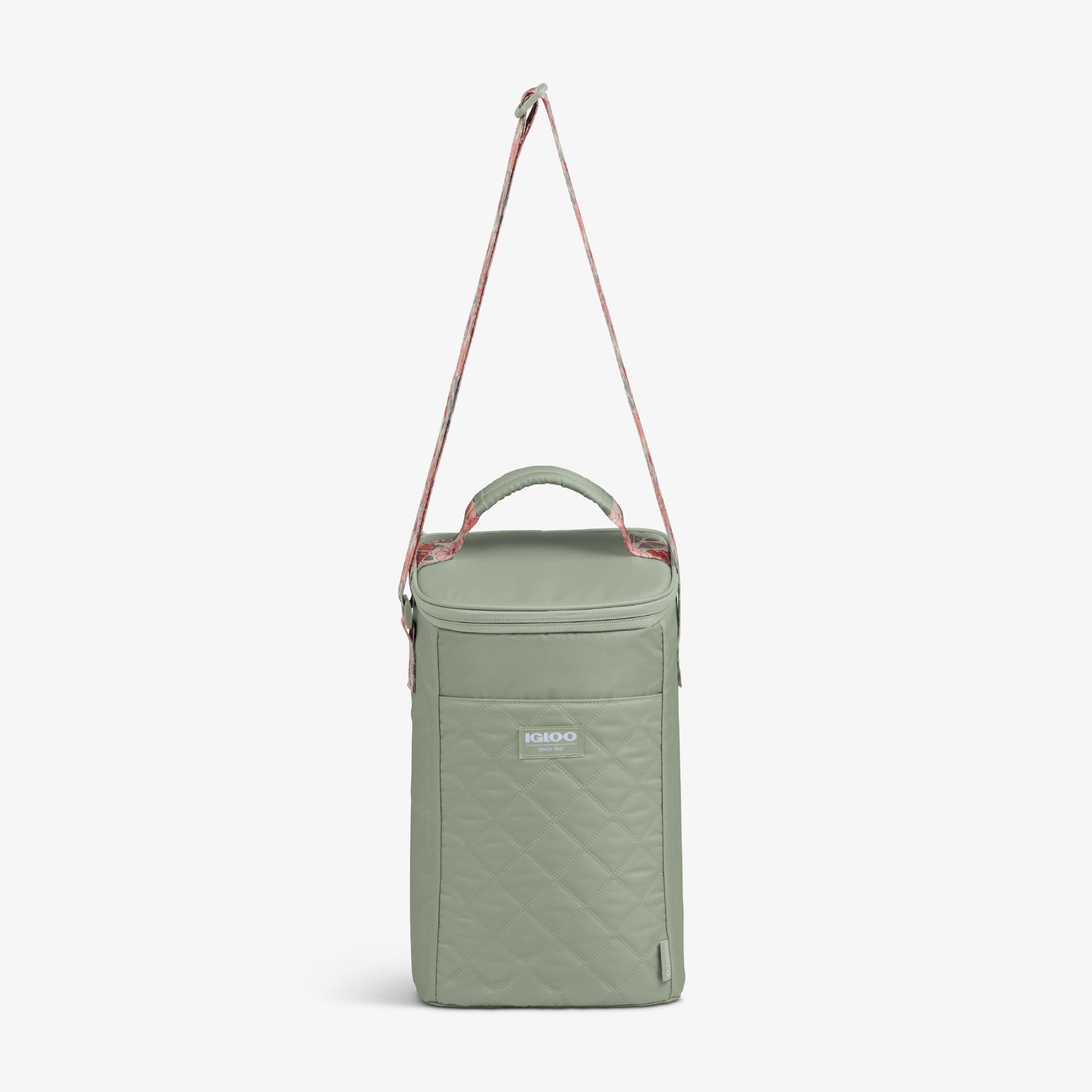 Floral MaxCold® DUO Vertical Crossbody Cooler Bag G0 - Sage - Strap View