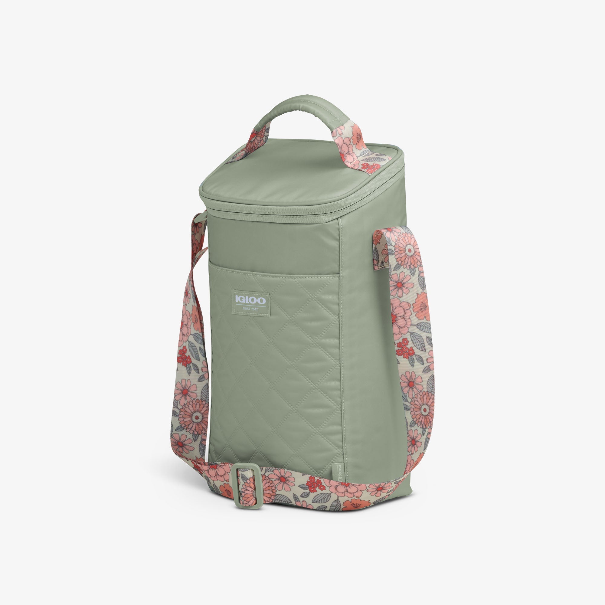 Floral MaxCold® DUO Vertical Crossbody Cooler Bag G0 - Sage - Product View