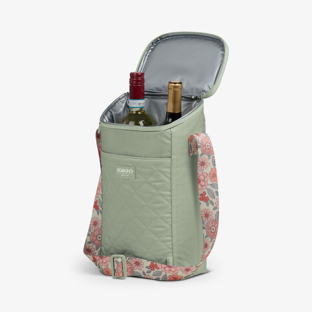 Floral MaxCold® DUO Vertical Crossbody Cooler Bag G0 - Sage - Product View