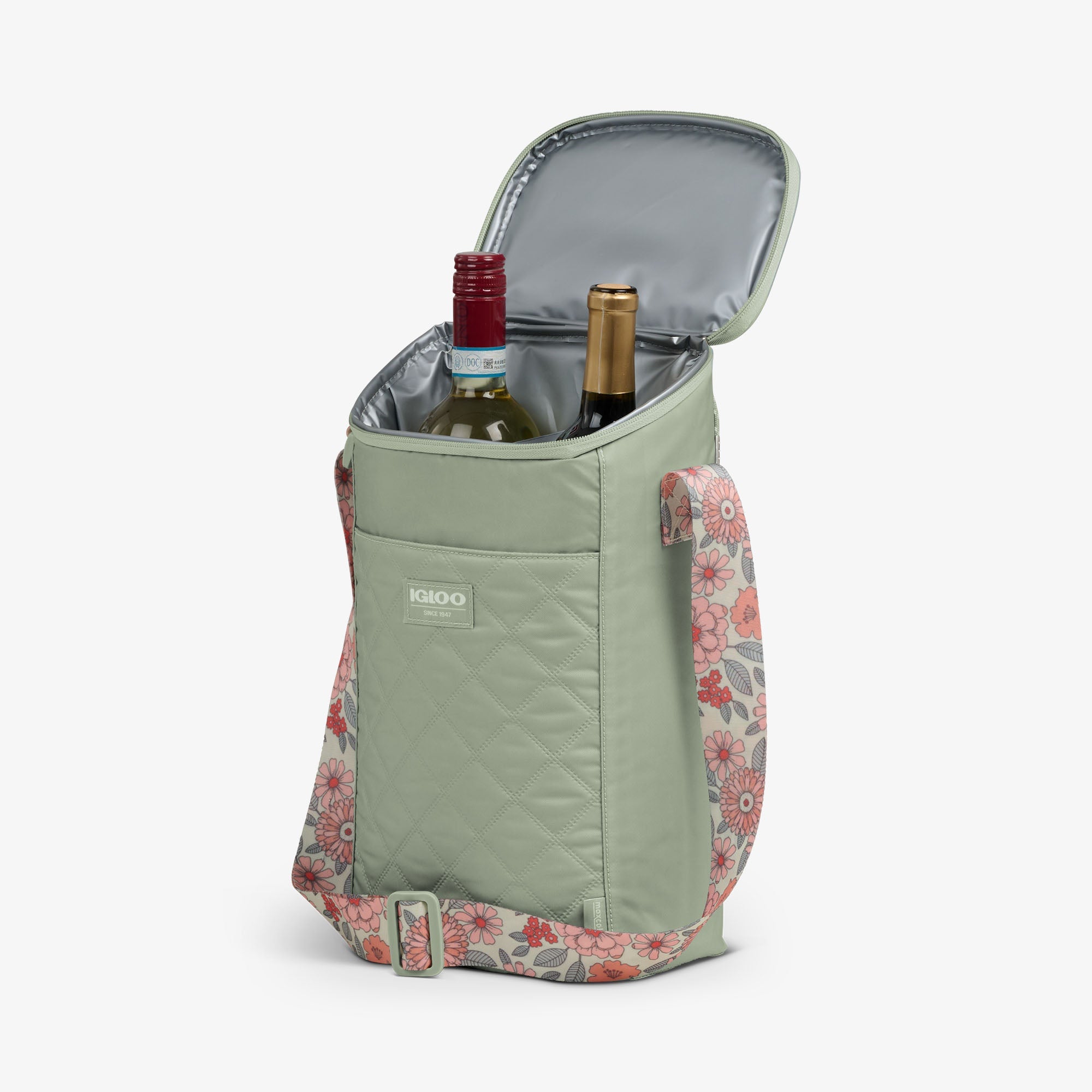 Floral MaxCold® DUO Vertical Crossbody Cooler Bag G0 - Sage - Product View