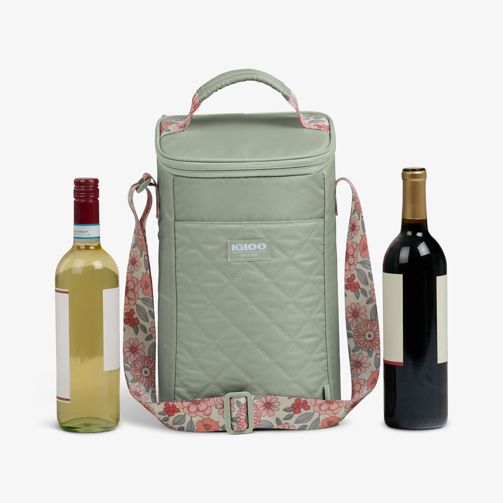 Floral MaxCold® DUO Vertical Crossbody Cooler Bag G0 - Sage - Product View