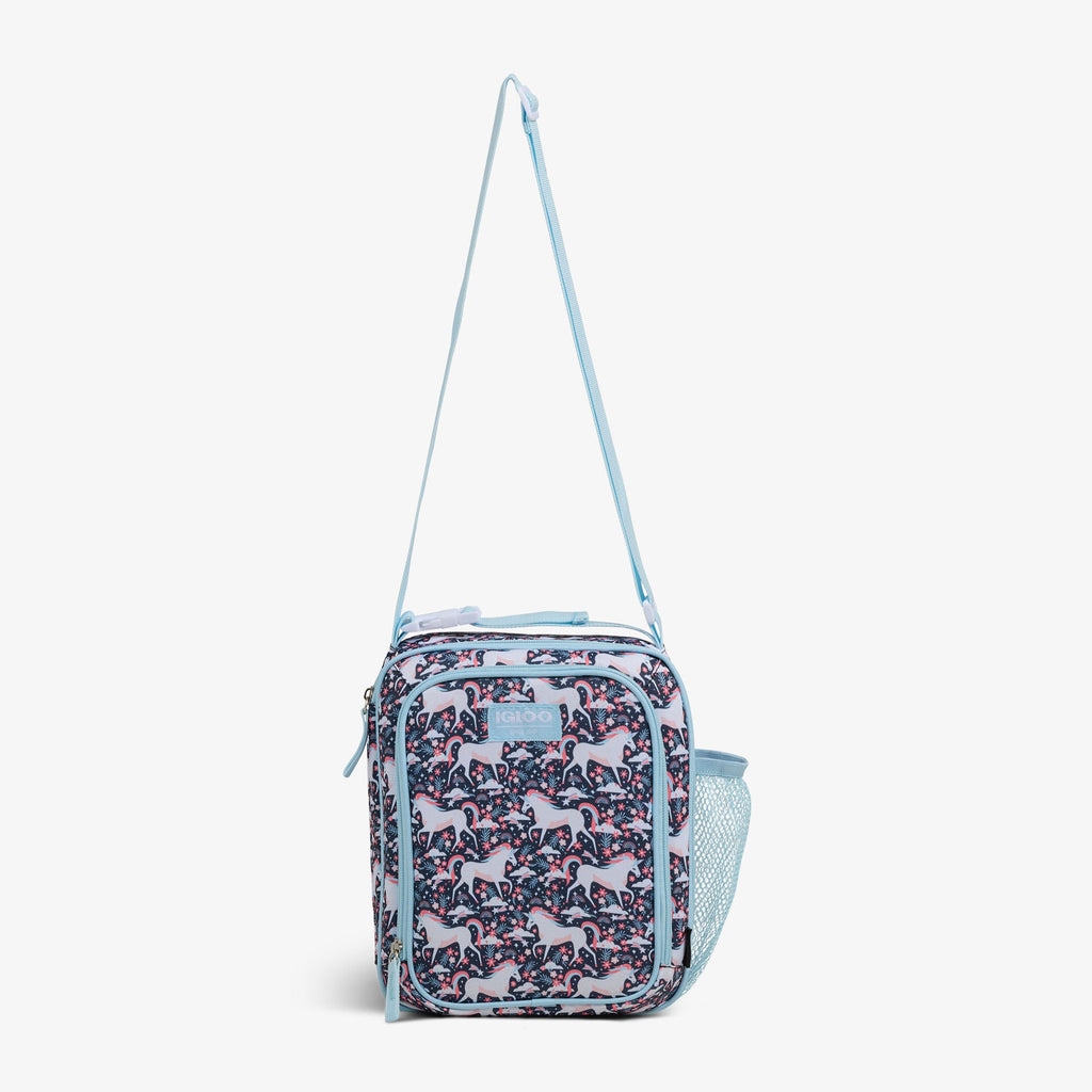 Kids Lunch Vertical Cooler + Bento Box S6 - Unicorns - Strap View