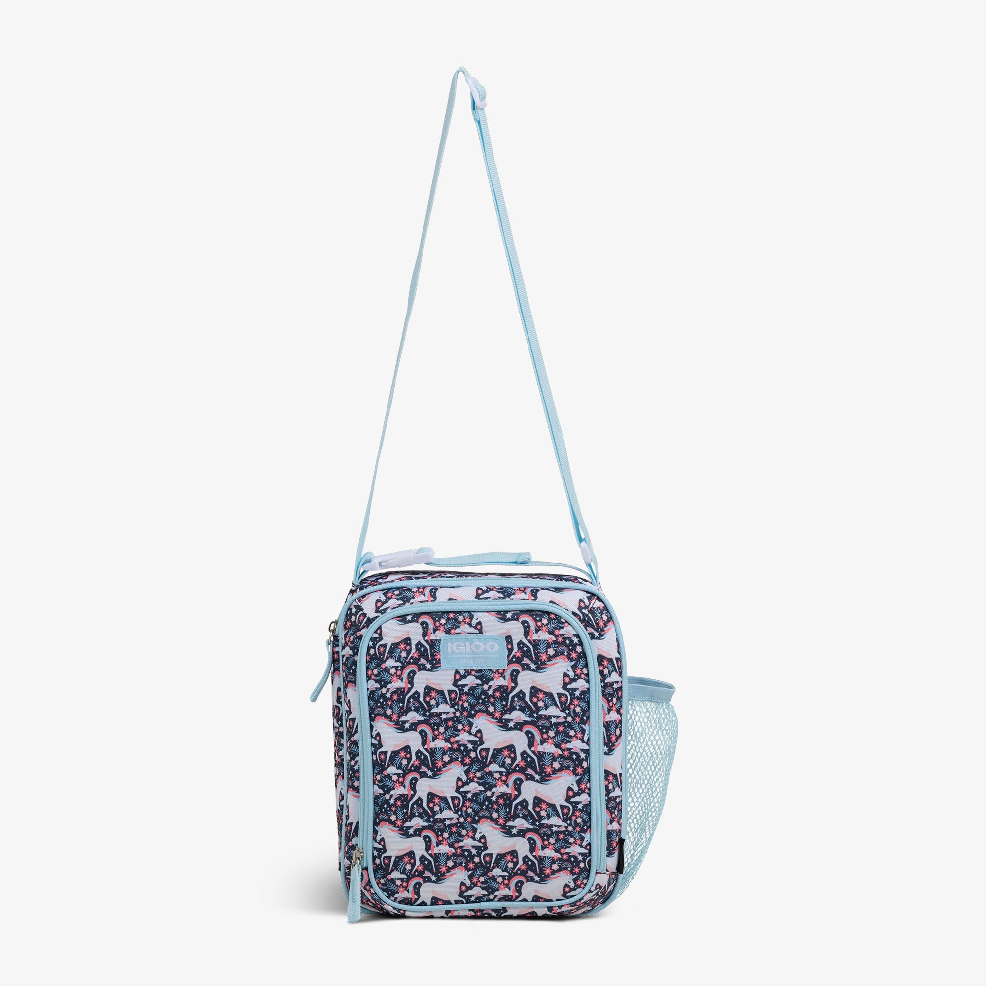 Kids Lunch Vertical Cooler + Bento Box S6 - Unicorns - Strap View