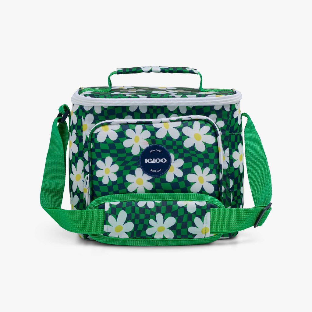 Retro Square Lunch Bag E9 - Psychedelic Daisy - Front View