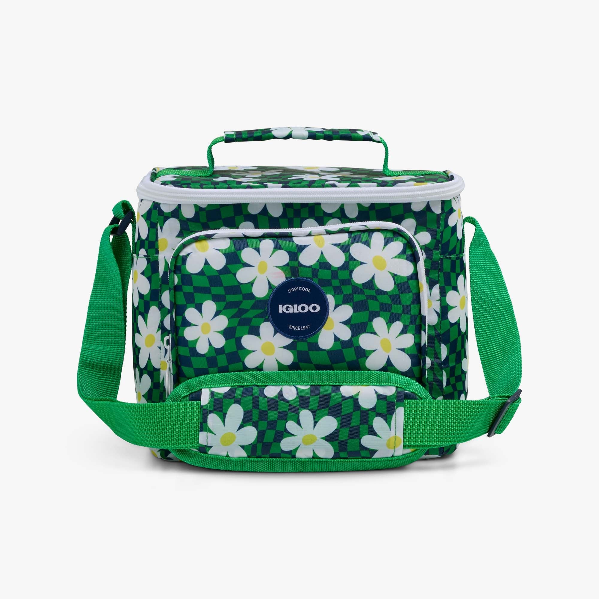 Retro Square Lunch Bag E9 - Psychedelic Daisy - Front View