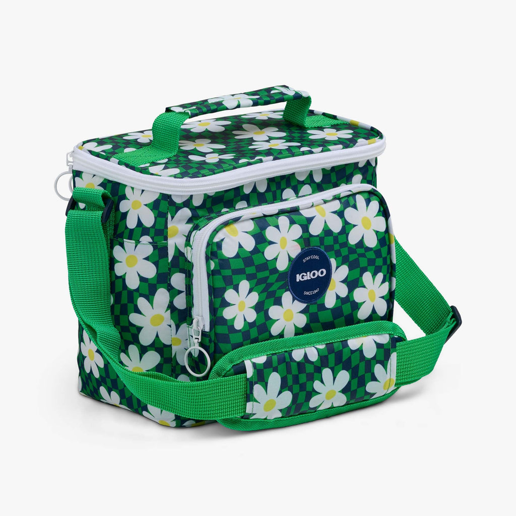 Retro Square Lunch Bag E9 - Psychedelic Daisy - Product View