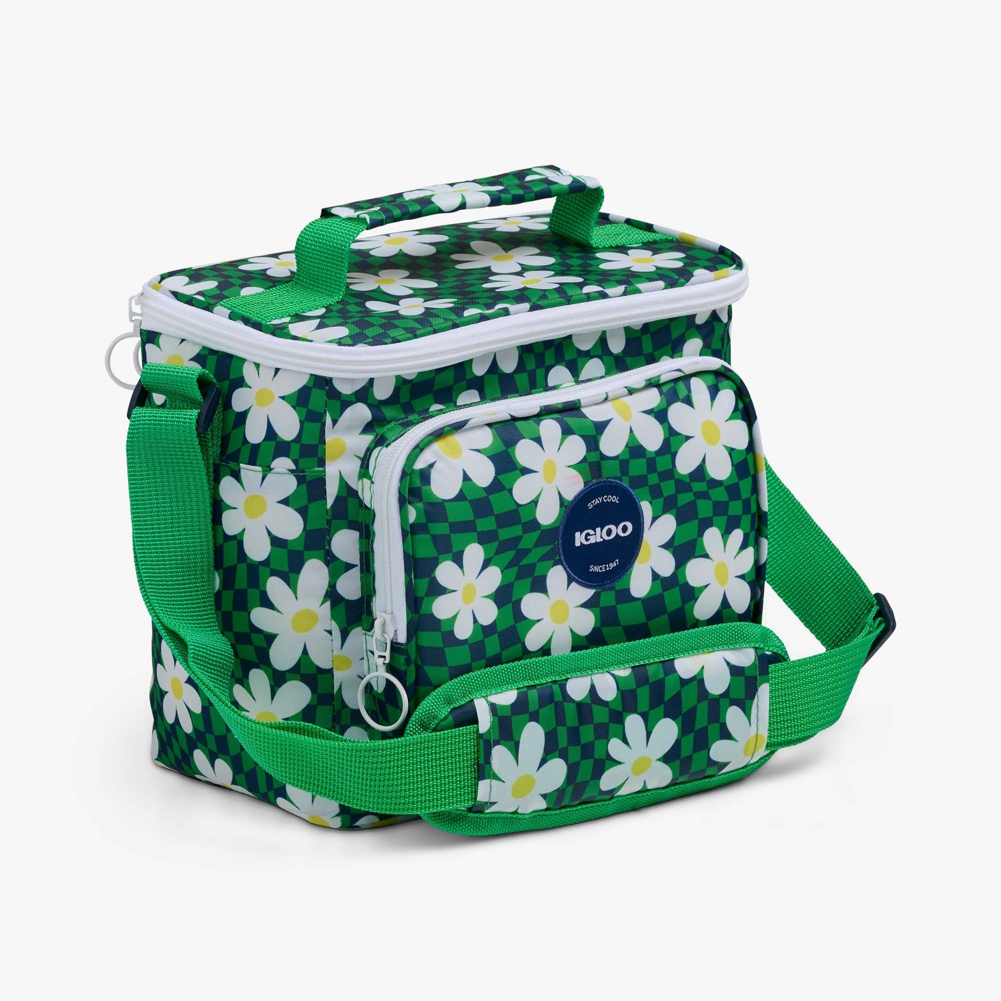 Retro Square Lunch Bag E9 - Psychedelic Daisy - Product View