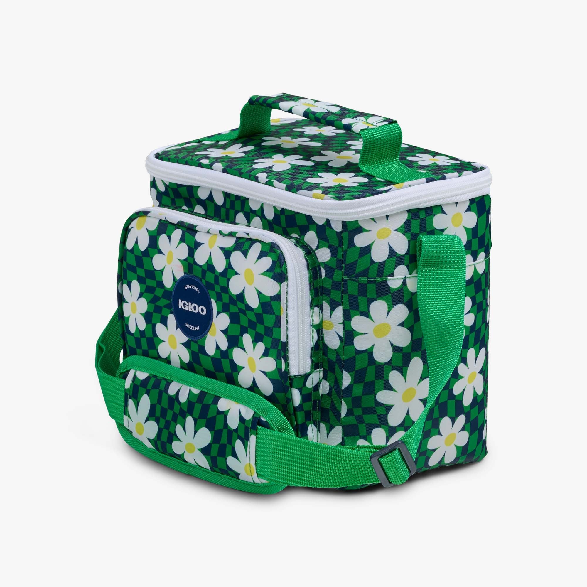 Retro Square Lunch Bag E9 - Psychedelic Daisy - Product View