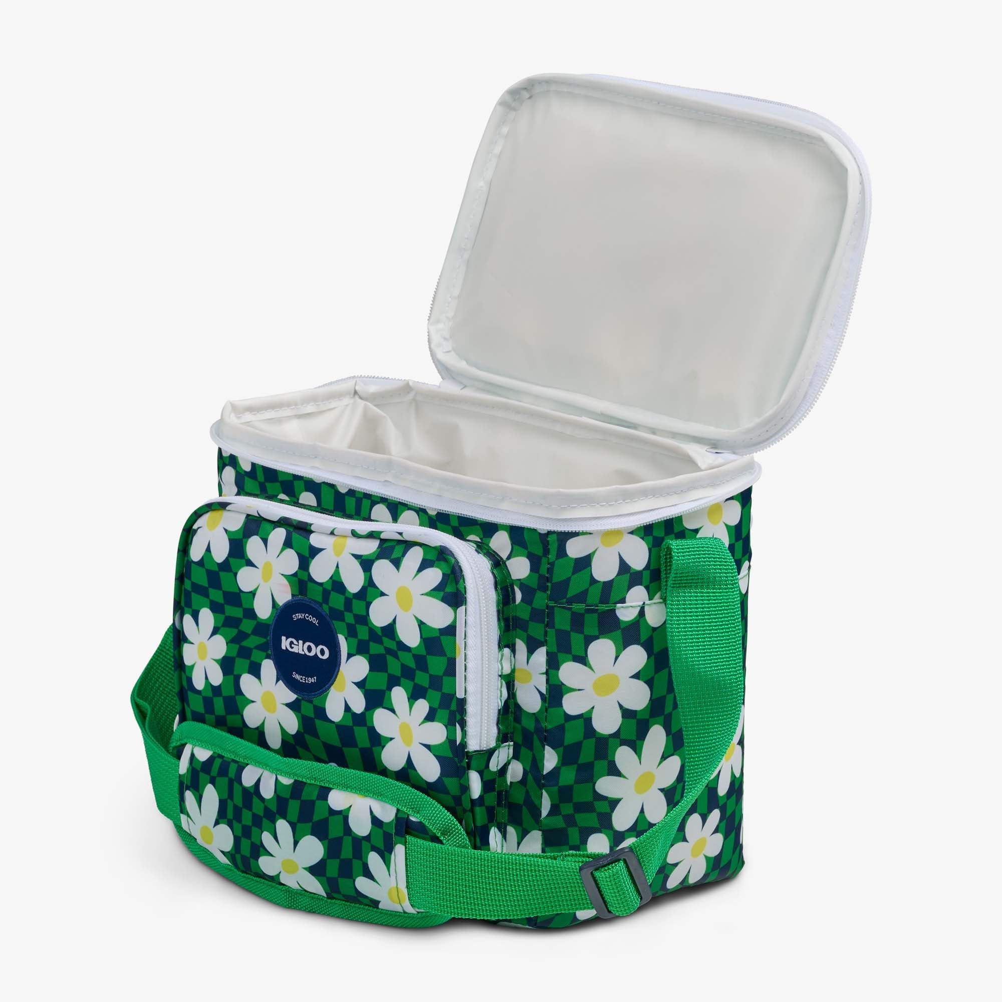 Retro Square Lunch Bag E9 - Psychedelic Daisy - Open View