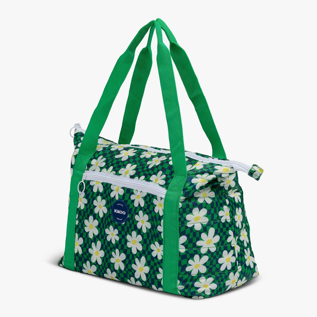 Retro Packable Puffer 20-Can Cooler Bag Q0 - Psychedelic Daisy - Product View