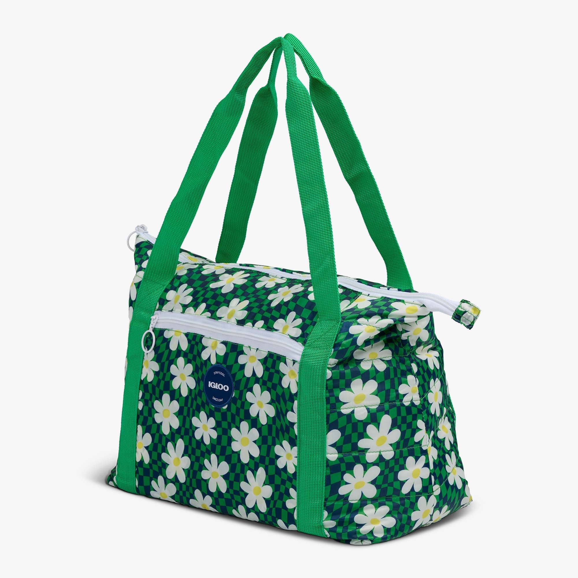Retro Packable Puffer 20-Can Cooler Bag Q0 - Psychedelic Daisy - Product View