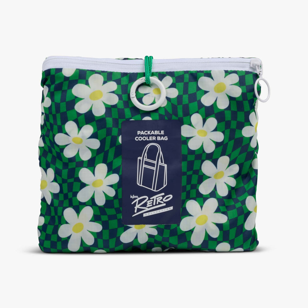 Retro Packable Puffer 20-Can Cooler Bag Q0 - Psychedelic Daisy - Product View