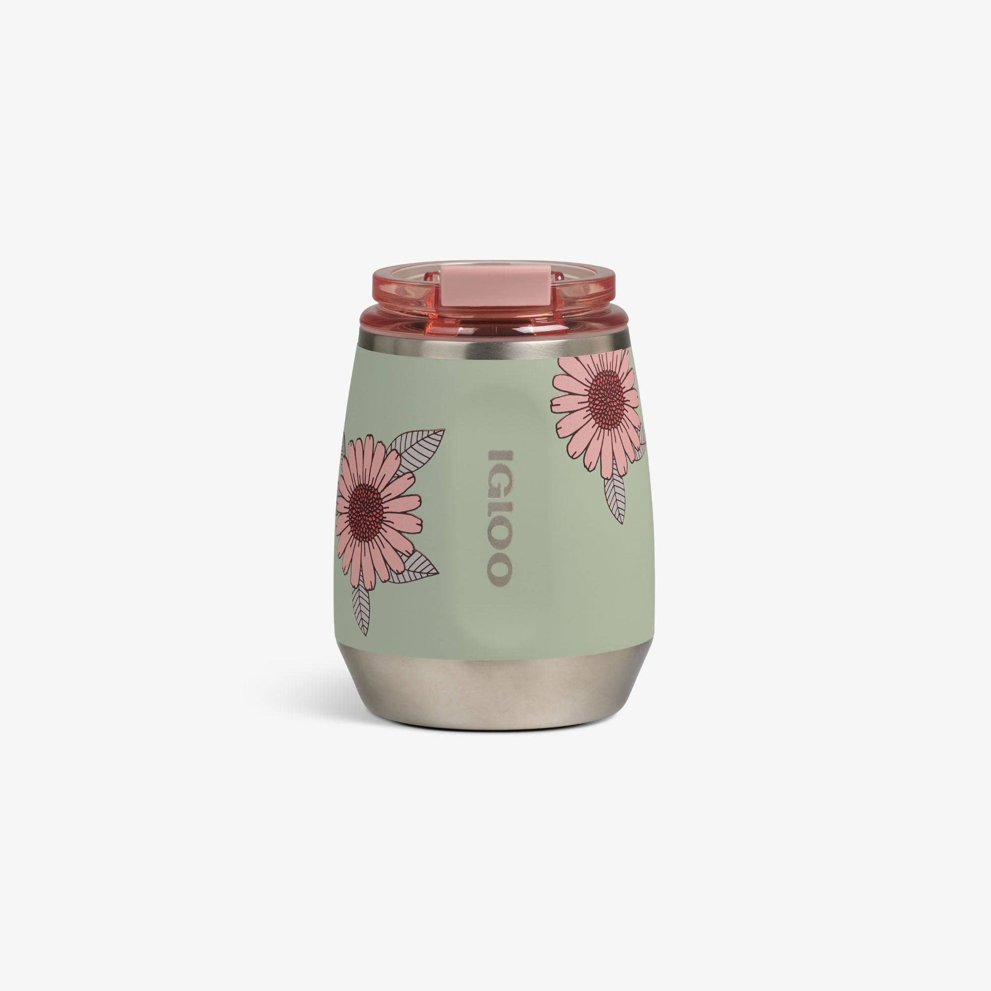 Floral 10 Oz Wine Tumbler H6 - Sage - Front View
