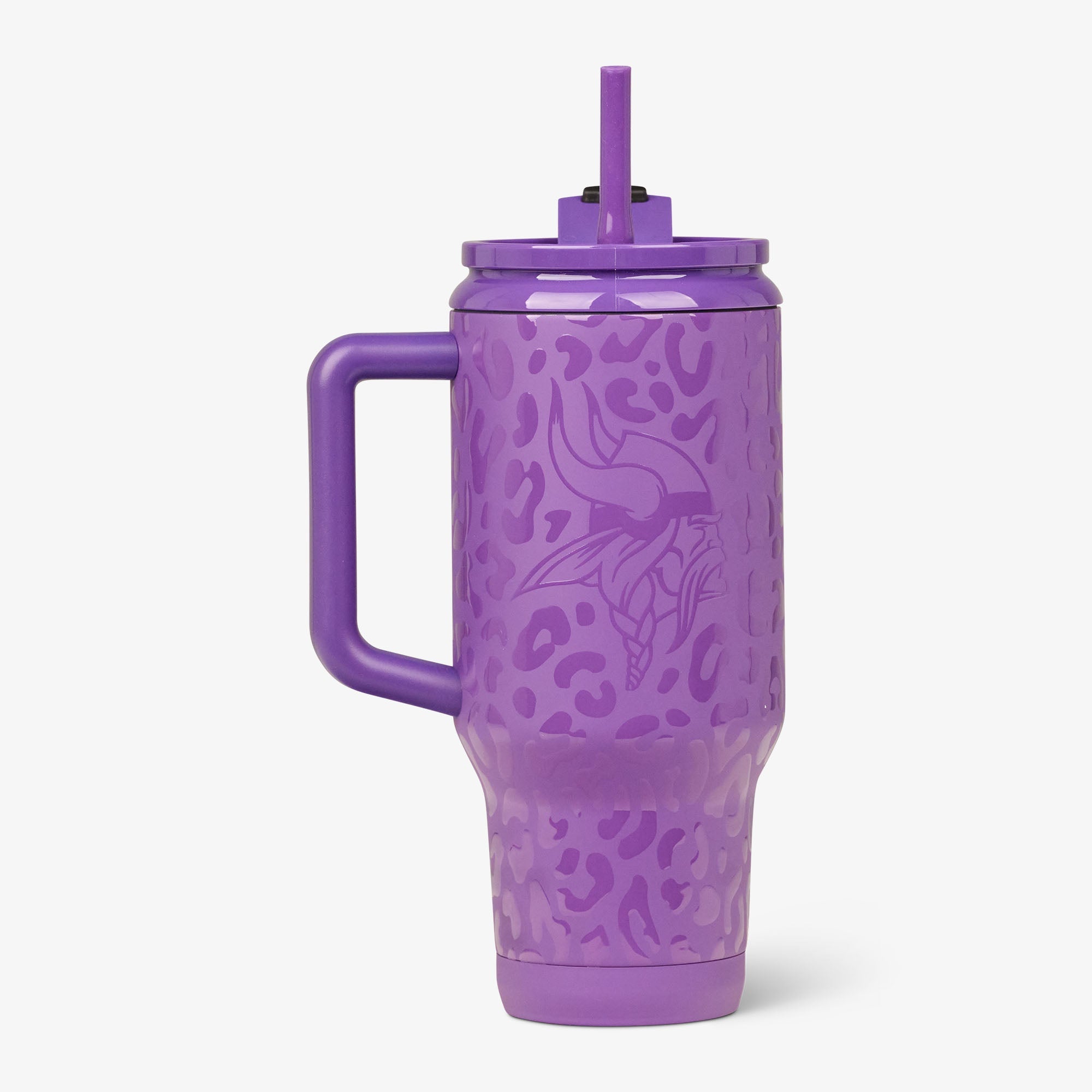NFL 32 Oz Leopard Flip ‘n’ Sip Travel Mug A7 - Vikings - Product View