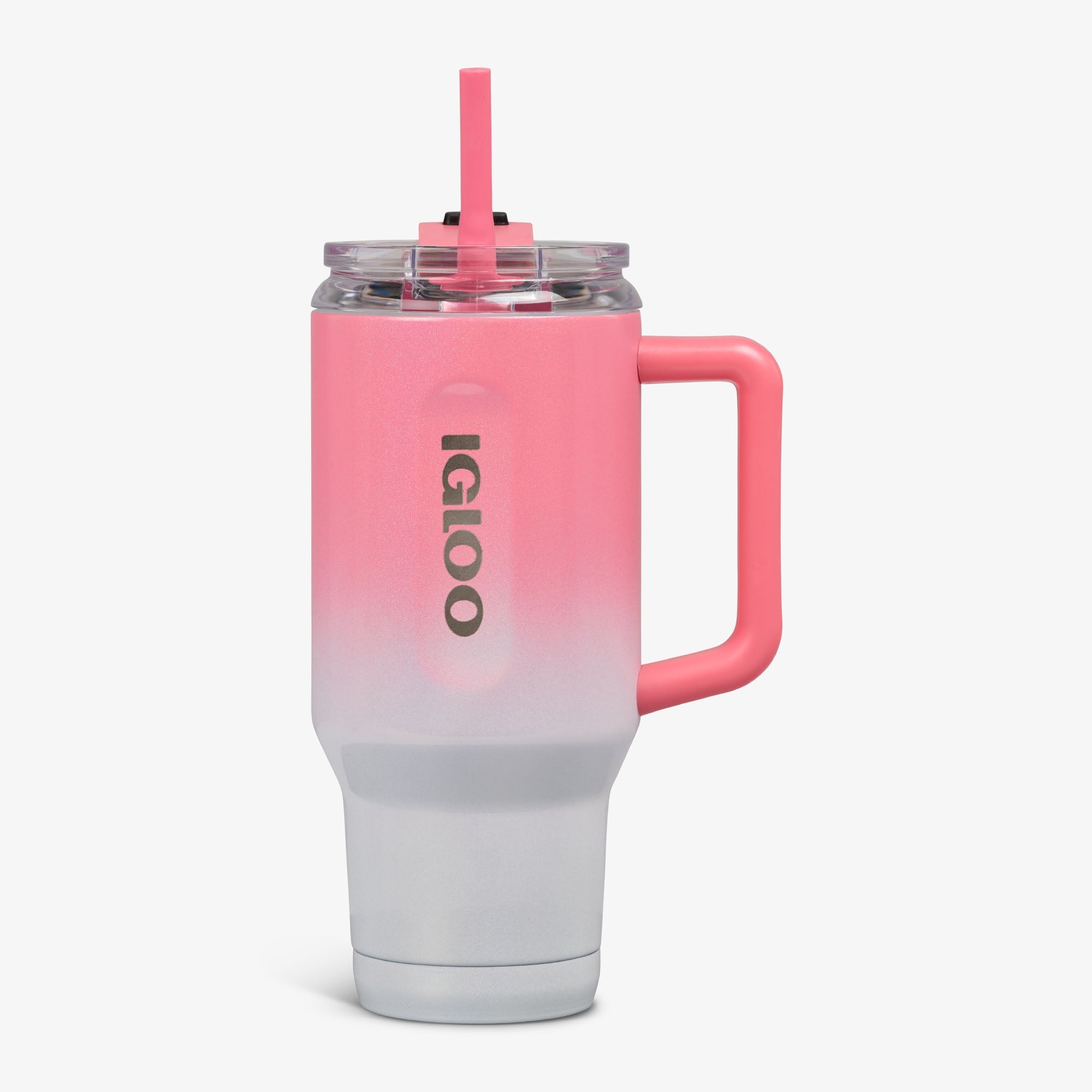 32 Oz Flip ‘n’ Sip Travel Mug P1 - Gradient Pink - Strap View