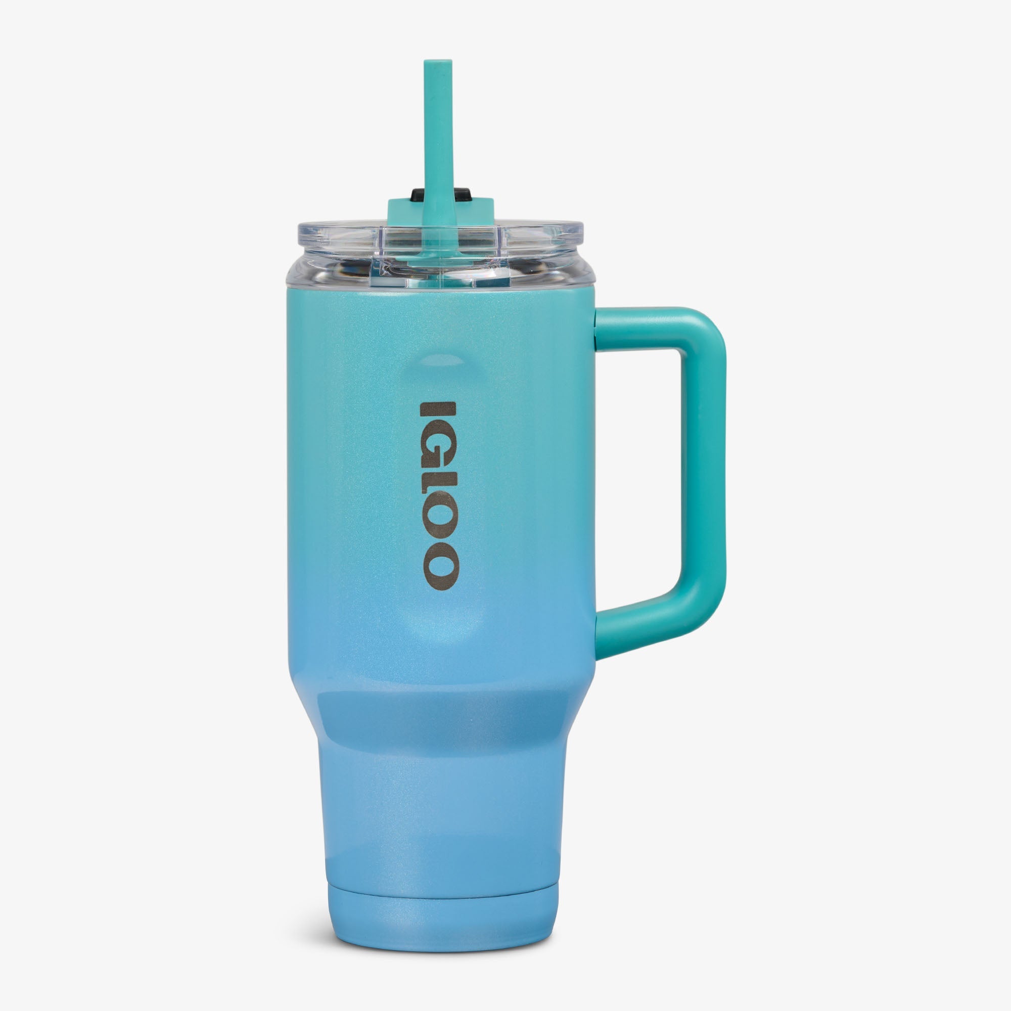 32 Oz Flip ‘n’ Sip Travel Mug P1 - Gradient Teal - Strap View