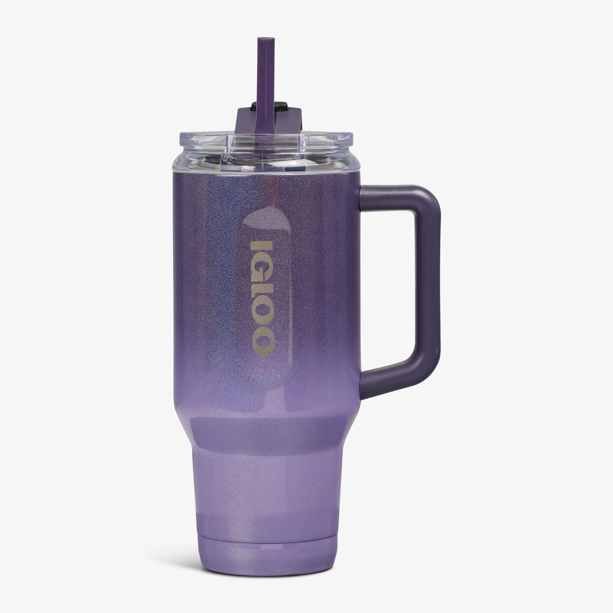 32 Oz Flip ‘n’ Sip Travel Mug P1 - Gradient Grape - Strap View