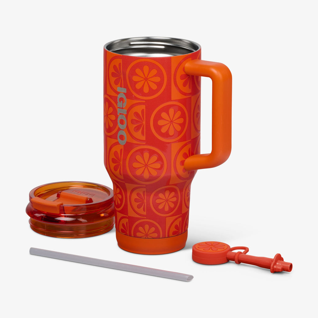 32 Oz Flip ‘n’ Sip Travel Mug P1 - Orange - Open View